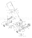 Part Location Diagram of 687-02166 Ryobi Front Height Adjuster Assembly - Right Hand